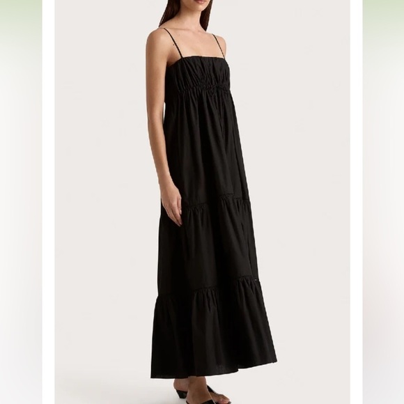 NWT FAITHFULL THE BRAND JOEN MIDI COTTON DRESS BLACK 2 - Picture 4 of 6